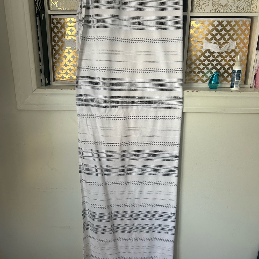 White and Gray Patterned Standard Shower Curtain